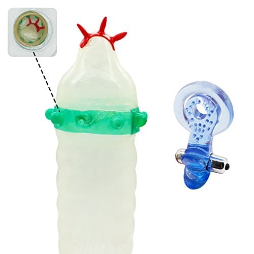 ONZ LIVE Novel Creative Latex Sensitive Massage Spike Dotted Ribbed Male Condom Package With Vibrating Ring