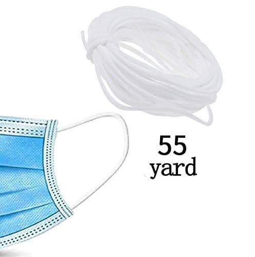 1/4 inch 55 Yards White Elastic Band Braided Stretch Strap Cord Roll for for DIY Clothes Making Sewing Knitting and Arts & Crafts