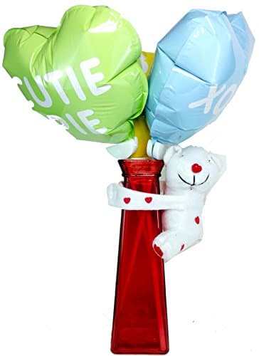 Valentines Day Gift Set ~ Includes Self Inflating Balloons, Vase and Bear