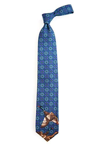 Robert Jensen Finest Silk Handmade Men's Neck Tie - Printed - Border: Ducks (Blue)