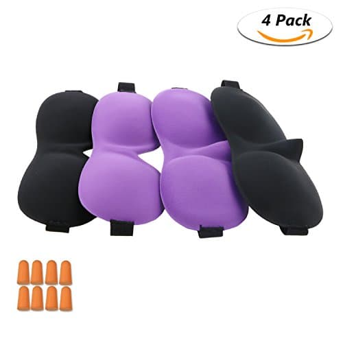 GikPal 4 Pack Sleep Mask 3D Contoured Shape Ultra Lightweight Comfortable & Soft Sleeping Eye Mask with Adjustable Strap for Sleeping, Travel, Shift Work, Naps (Mixed Design)
