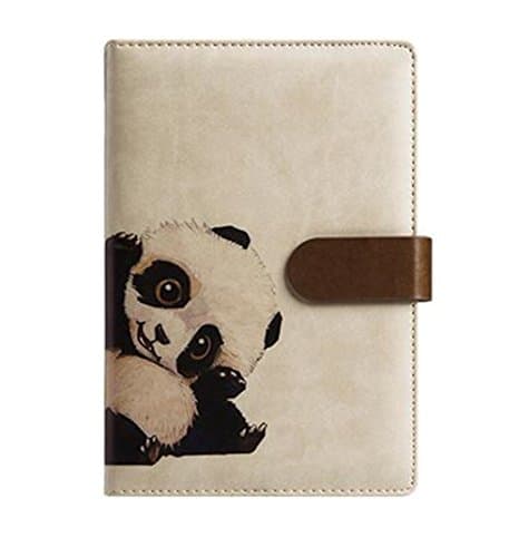 Zewik Time Management Planner Journal Animals Series PU Leather Notebook- Happy Panda Best Gift