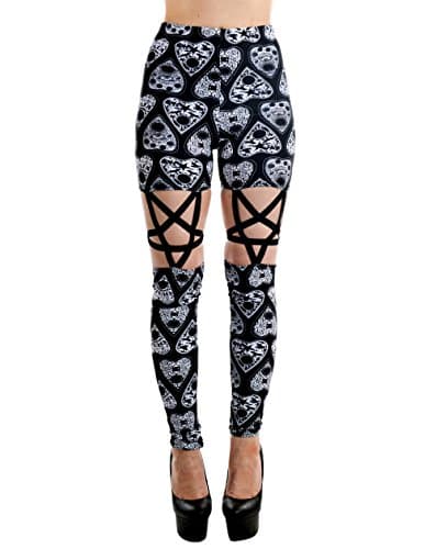 Rat Baby Goth Emo Dark Magic Pentagram Cut Out &amp; Ouija Planchettes Leggings (L)