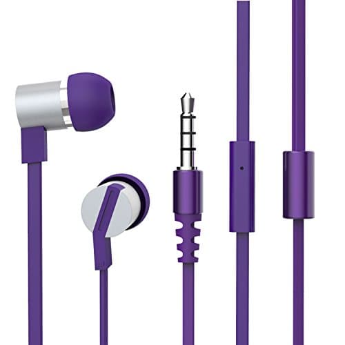 [High Resolution] Maxrock Setero Cellphone Earbuds, In-ear Super Light Headphone with Mic,3.5mm Universial Jack Plug (Purple)