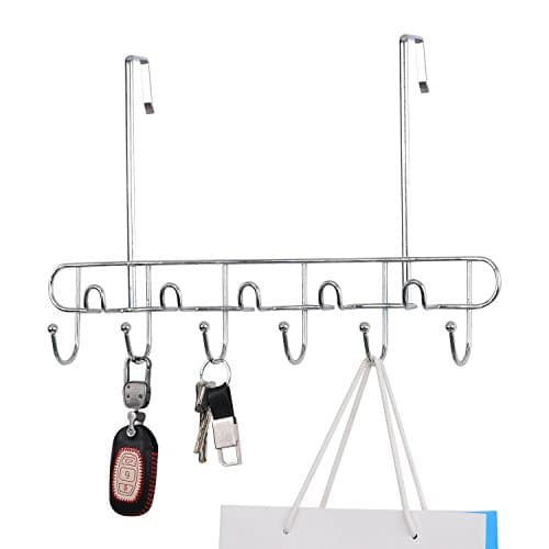 Houzl Over The Door 11 Hook Organizer Rack, Silver