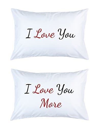 Gift Idea for Couples, Him and Her for Wedding Anniversary, Valentine's Day - I Love You &amp; I Love You More Pillowcases, Pillow Covers - Unique Present Idea for Your Husband Wife Boyfriend Girlfriend