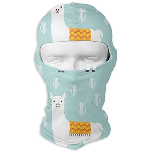 Xukmefat Full Face Mask Windproof Ski Mask Breathable Quick Drying White Alpaca Cactus Men Women