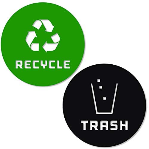 Recycle and Trash Sticker Vinyl Modern Logo (2.75" x 2.75" 1 ea.) Symbol to Organize Trash cans or Garbage containers and Walls - XSmall - Green and Black