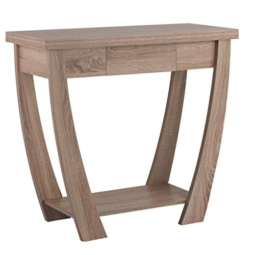 Quin Console Table - Has a Curved Design and Center Drawer with an Open Shelf - Place This Beautiful Table At Your Entryway - Modern Style (Light Oak)