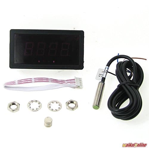 4 Digital Red LED Tachometer RPM Speed Meter + Hall Proximity Switch Sensor NPN