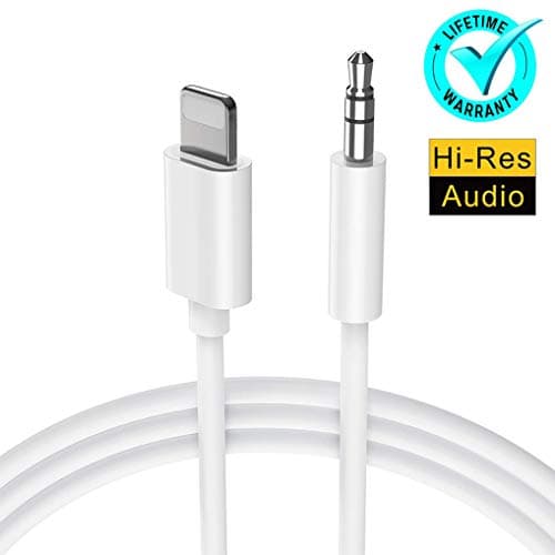 For iPhone AUX Cable Headphone Adapter 3.5mm Stereo Jack Speakers Cable Tablets MP3 Players Car Aux Cord Female Compatible for iPhone 6/X/XS/XS Max/XR/10/8/8 Plus7/7 Plus Support All iOS White(3.3ft)
