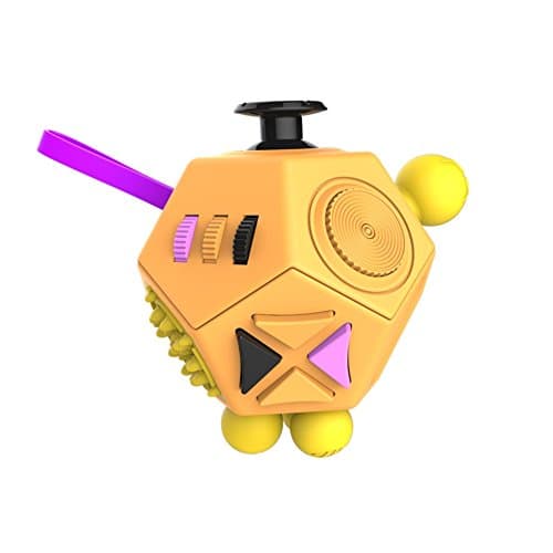 Mysj 12-side Anti-anxiety Stress Cube Pressure Relief Increasing Focus Toy for Adult and Children (Orange)