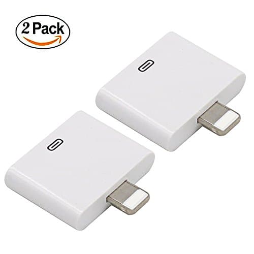 2 Pack 8 Pin to 30 Pin Adapter, Lightning 8-Pin Male to 30-Pin Female Charging Adapter Converter for iPhone 7, 7 Plus, 6S, 6S Plug, 5S, 5C, iPad (White)