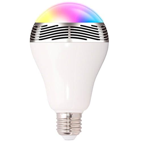 XinDingLi BL-05 3 Watts Wireless LED Color Bulb Build-in Bluetooth Speaker and Smart Phone App Controlled Color Changing Speaker Lamp with Crystal Box Packaging (White)
