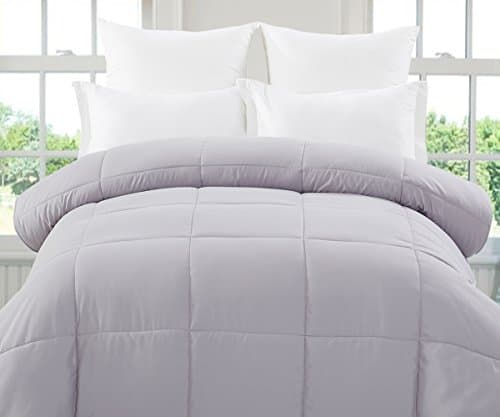 Revisable Down Alternative Comforter (Opal Gray / Plum, Queen) - All Season Comforter - by Natural Comfort