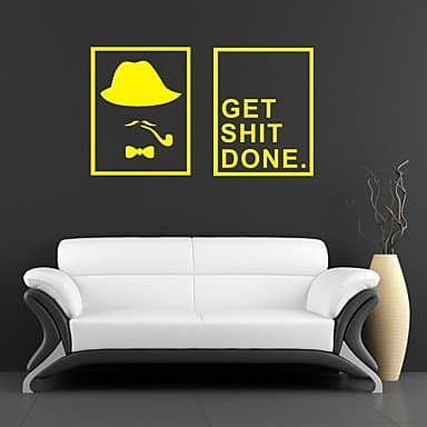 DIY Wall Stickers Wall Decals GET SHIT DONE PVC Wall Stickers 4030cmX2,Yellow