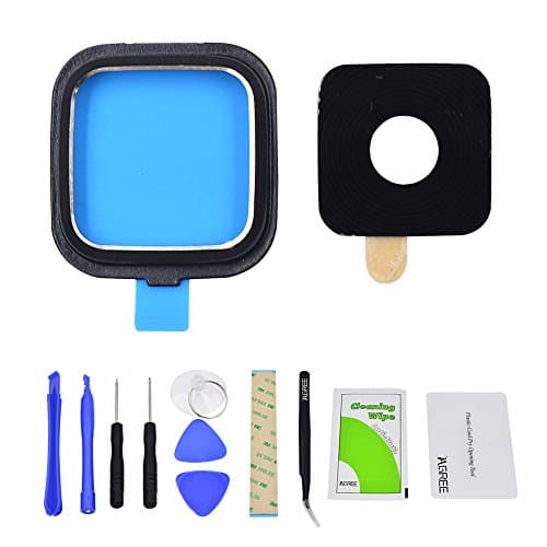 IAGREE Rear Camera Glass for Samsung Galaxy Note 4 N910 N910a N910t Camera Lens Replacement Part with Repair Tools Kits (Black with Frame)