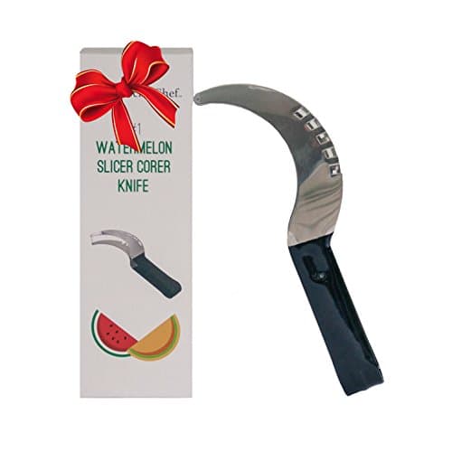 Watermelon slicer corer cutter knife fruit server tool - Shamrock Chef - Stainless Steel - Large size - Comfortable Rubber Handle - Makes Perfect Gift