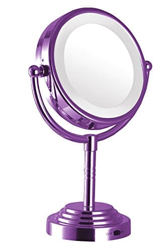 Modern Mirror 92231 Dual-Sided Led illuminated tabletop makeup mirror Purple