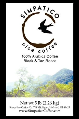 Simpatico Low Acid Coffee, Regular, Organic Black & Tan Whole Bean (5 pound bag)