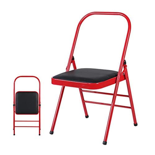 CJC Chairs Folding Yoga Backless Standard Prop Practice Asana Activity Padded Foldable 4 Color (Color : Red+Black)