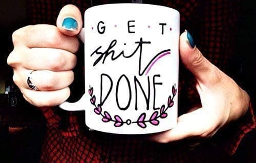 Get Shit Done - Hand Painted Mug- Pink - by MeganPadovanoDesign