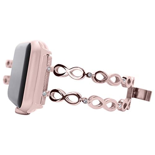Infinity Bangle for Apple Watch Band 38/40mm 42/mm Stainless Steel Metal Replacement Wristband for Apple Watch Nike+, Series 3, Series 2, Series 1, Sport, Edition, 4 Colors Available (Rose Gold, 38mm)