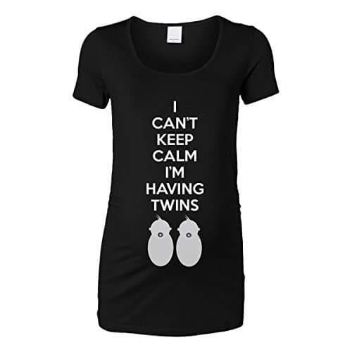 Womens I Can't Keep Calm I'm Having Twins Maternity Top (Black, X-Large)