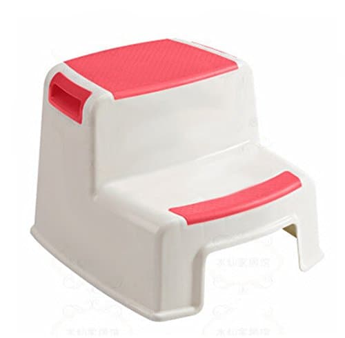 Techcell Portable Kids Non-Slip Step Stool Dual Height Two Step Stool Toddler's Stool for Potty Training Bathroom Kitchen (Red)