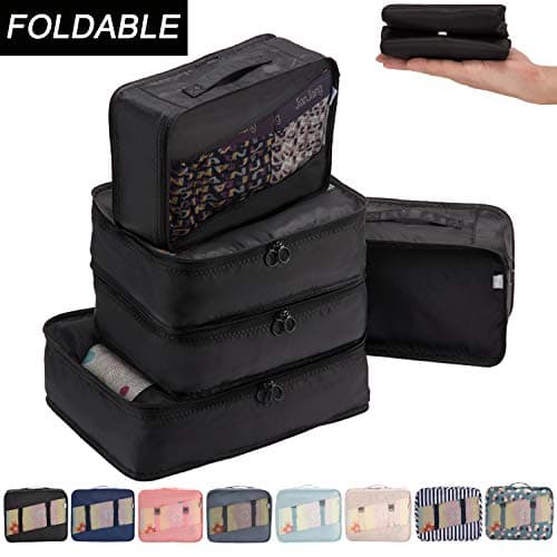 Allfourior Travel Packing Cubes -5 Set Compression Package Luggage Organizers