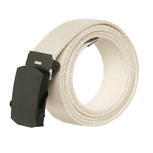 Canvas Military Style Belt with Black Buckle - White