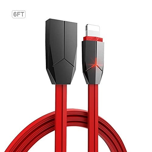 iPhone Charger, ASMOTIM LED Indicator Light Power Supply Line Zinc Alloyed Connector Lightning Cable Fast Charger 6ft USB Charging Cord for iPhone X/8/8P/7/7P/6/6S/iPad Air iPod (Red)