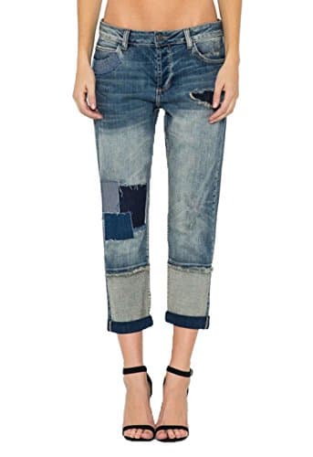 Cello Jeans Women's Patchwork Boyfriend Jean 11 Dark Denim