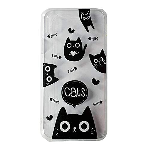 iPhone Xs Max Case Crystal Clear Transparent Soft TPU Bumper Anti-Scratch Cute Soft Skin Silicone Protective Cover Cats