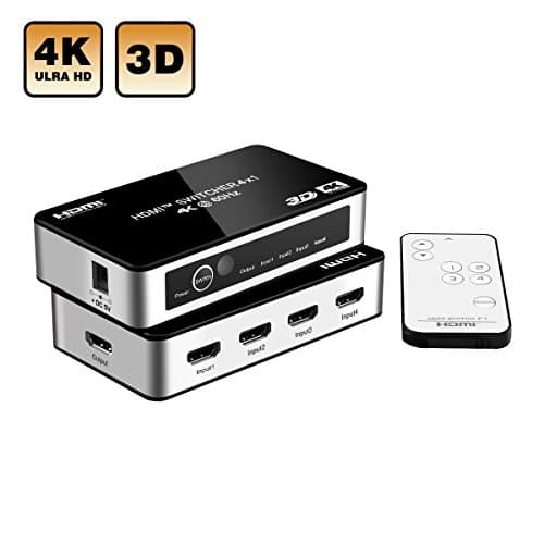 HDMI Switch, EPOLLO Premium4K@60Hz 4 Port 4 x 1 HDMI Switcher with IR Wireless Remote Supports ARC, 4kx2k, Full 3D, 1080P