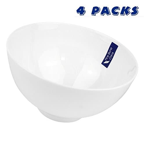 WINCANG 6" Fine Bone China Soup/Cereal Bowls,Ceramic Serving Bowls Set of 4 - White - 1164