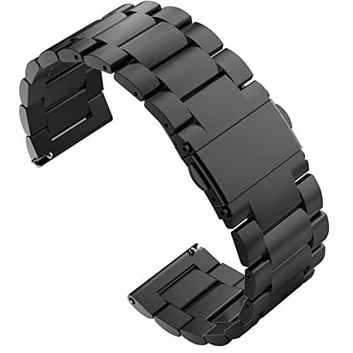 For Gear s3 Bands, CoJerk Premium Solid Stainless Steel Straps and Metal Replacement Watch Bands for Samsung Gear S3 Frontier / S3 Classic / Moto 360 2nd Gen 46mm Smart Watch (Black)