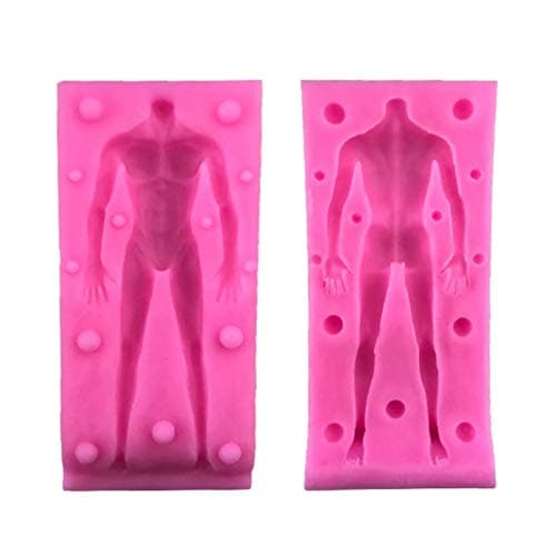 EIKdoulf02 3D Doll Body Shaped Silicone Mold Fondant Decor Handmade DIY Baking Clay Mould - Pink