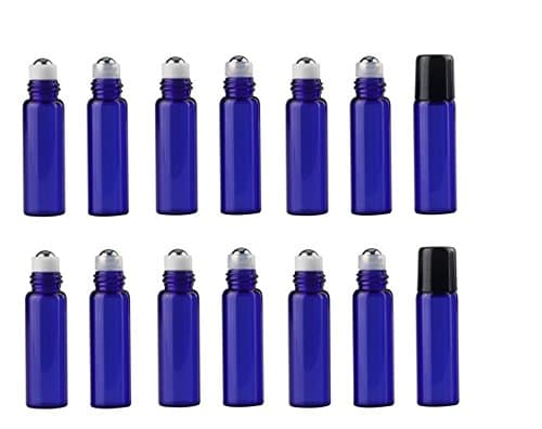 1 PCS 10ml Cobalt Blue Glass Roller Bottles with Stainless Steel Roller Ball for Essential Oil - Includes Labels, Essential Oils Opener