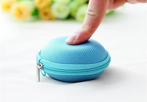 Besde Wireless Bluetooth HeadsetMini Zipper Earphone Headphone SD Card Storage Bag Box Carrying Pouch BU (Blue)