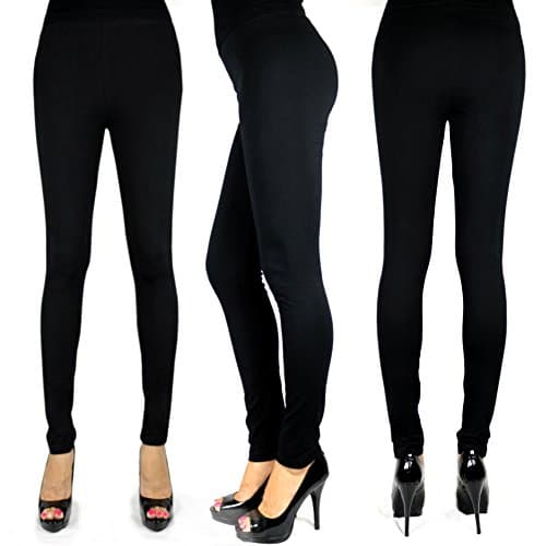 The Elixir Fall Winter Basic Solid Plain Full Length Cotton Warm Leggings, Regular - Plus Size