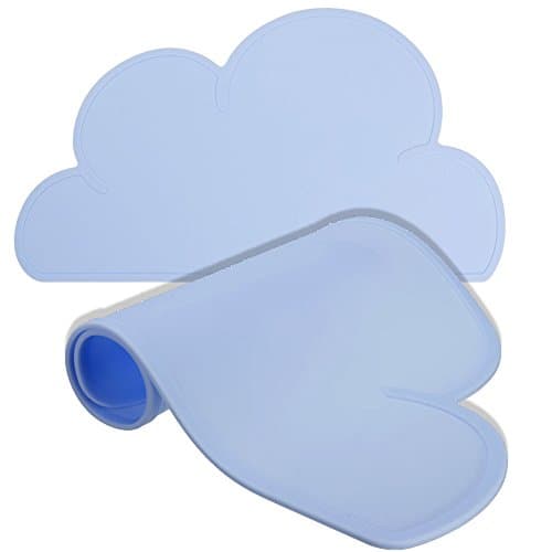 GrowRight Cute Cloud Silicone Table Mat (Blue) Made from FDA-approved, food-grade, anti-microbial Silicone