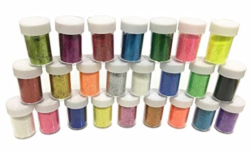 Set of 24 Glitter for Slime Extra,Fine and Flake Glitter Sequins Assorted Color Kit with 2 Pieces Believe Bookmarks