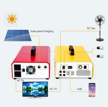 All in one Portable Solar Generator 500 watts with A Solar Panel (Red)