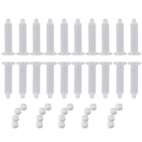 CNBTR 3.58" Transparent Plastic USA Type Fluid Dispenser 10cc Capacity Glue Dispensing Syringe Barrel for Industry Pack of 20