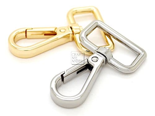 CRAFTMEmore 2PCS Gold or Silver Push Gate Snap Hooks Metal Swivel Lobster Claw Clasp Purse Hardware (1 inch, Silver (VT))