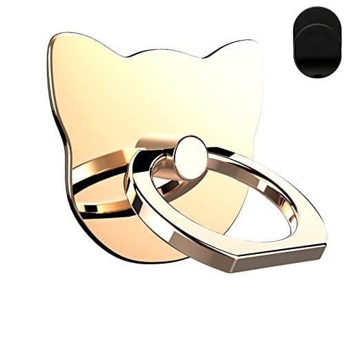 AIQAA Phone Ring Cell Phone Stand Grip Car Mount Holder All Metal Material for All Phones (Cat Gold)