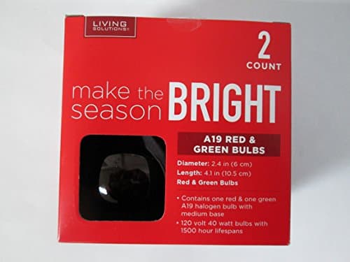 Living Solutions A19 Red and Green Halogen Light Bulb