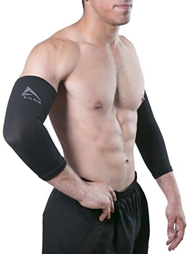 Agon PAIR Arm Compression Sleeves Elbow Brace Support Sports Cooling Arm Sleeves Unisex Sun Block UV Protection Cooler Protective Hands Arm Cover Long Sleeve Comfortable Skin Protection (Small)