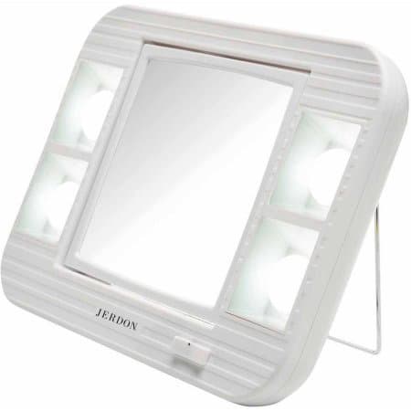 Jerdon J1015 LED Lighted Makeup Mirror with 5x Magnification, White Finish, 34.4 oz